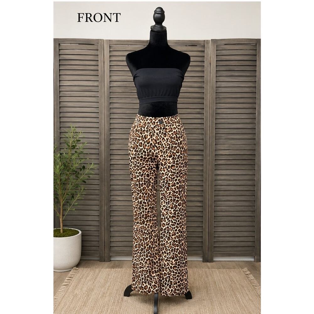 Anne Klein Leopard Print Bootcut Pants Size 6 NWT Mid Rise Stretch Animal Print - Picture 3 of 13